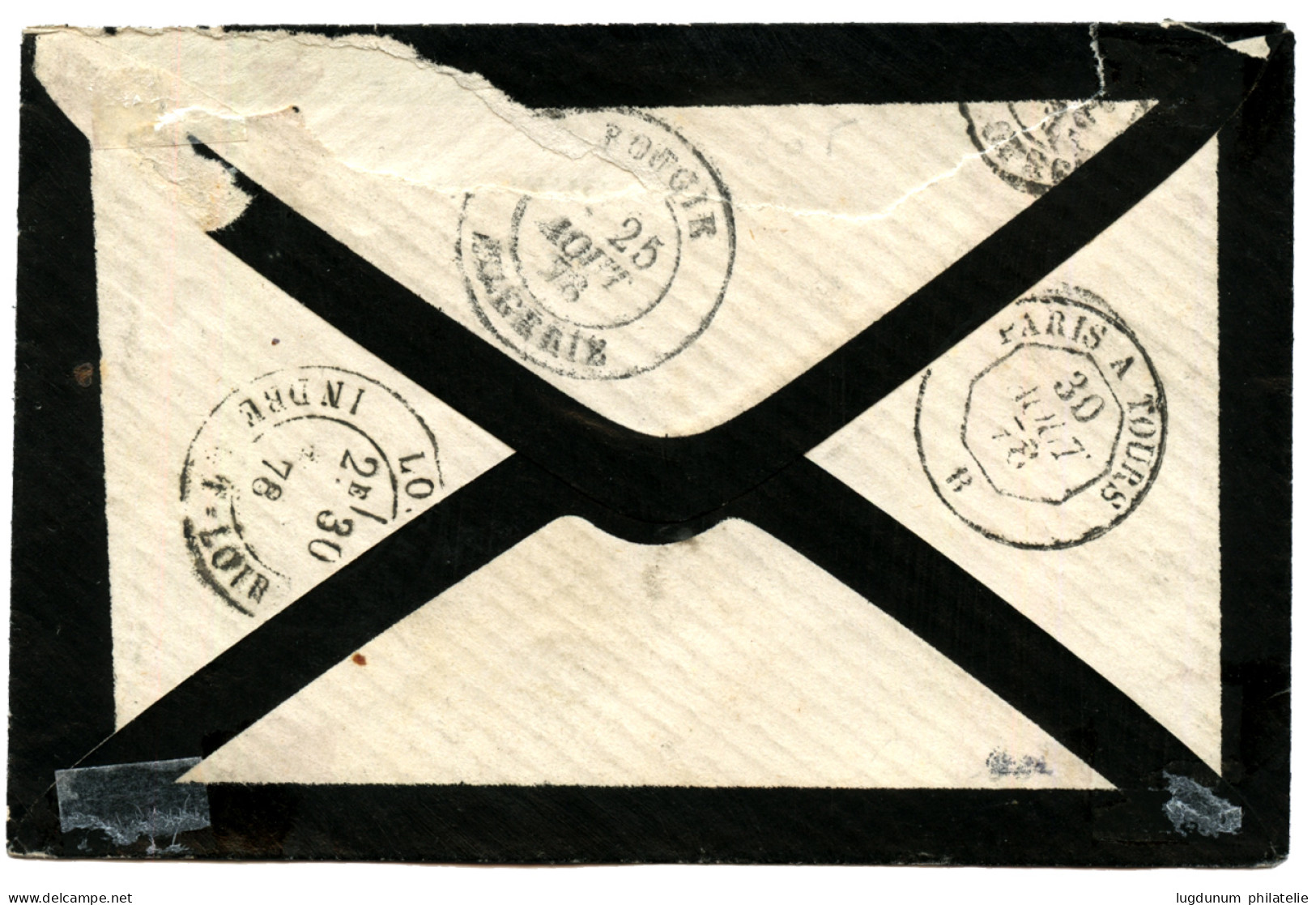 ALGERIE - OUED-AMIZOUR : 1878 15c SAGE + Trés Rare Cachet Linéaire OUED-AMIZOUR Sur Enveloppe Pour La FRANCE. Certificat - Altri & Non Classificati