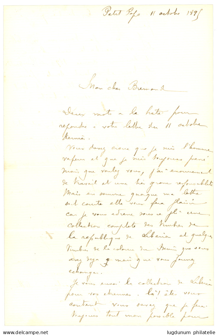 BENIN : 1895 ALLEMAGNE 5pf (x4) Obl. KLEIN-POPO Sur Enveloppe Avec Texte Daté "PETIT POPO" Pour PHILIPEVILLE (ALGERIE).  - Other & Unclassified