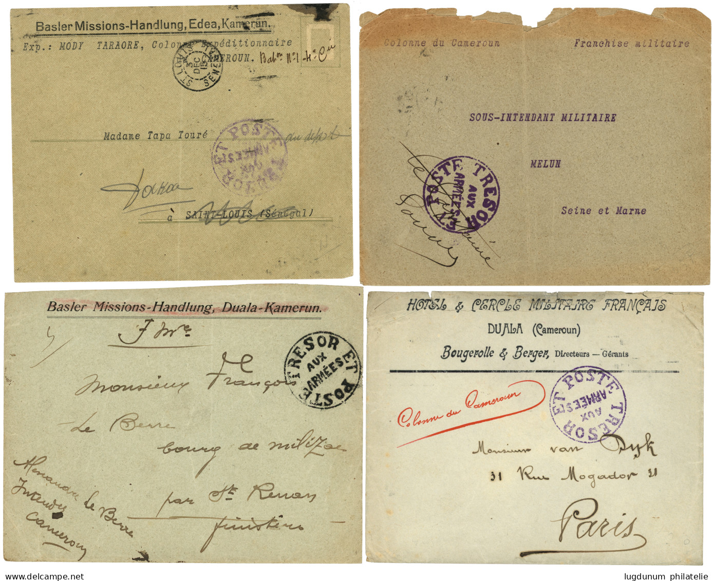 CAMEROUN : 1915 Lot De 4 Lettres Militaires Avec Cachet Rond TRESOR Et POSTE AUX ARMEES.  B/TB. - Sonstige & Ohne Zuordnung