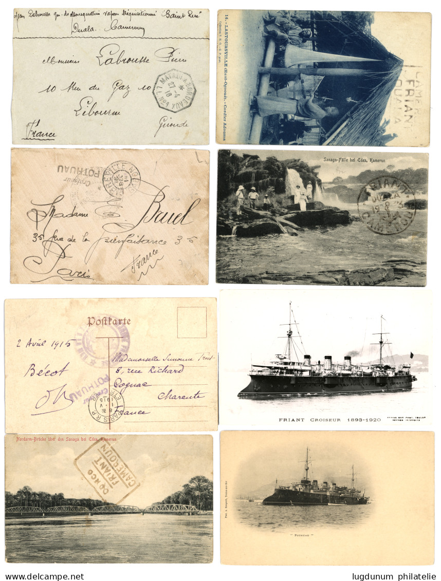 CAMEROUN - POSTE NAVALE : 1914/15 Lot De 6 Lettres + 4 Cartes Avec Cachets De La MARINE FRANCAISE (Croiseur POTHUAU, FRI - Otros & Sin Clasificación