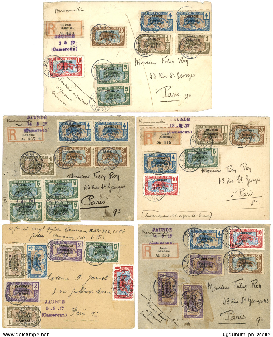 CAMEROUN : 1916/17 Lot De 5 Lettres Affranchies Avec  Cachet Provisoire JAUNDE /Cameroun. Ensemble Rare. TB. - Otros & Sin Clasificación