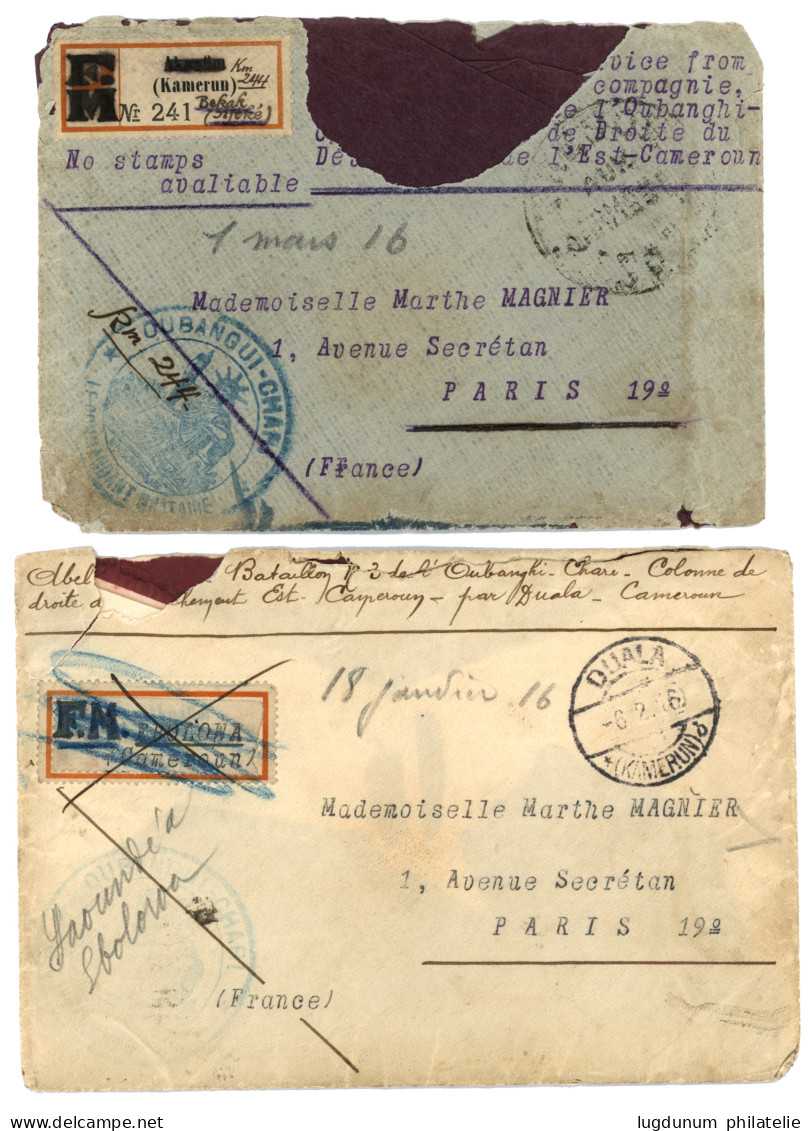 CAMEROUN : 1916 CORPS EXP. DU CAMEROUN + NO STAMPS AVAILABLE / ON ACTIVE SERVICE + Etiquette De RECOMMANDATION Km 244 Su - Altri & Non Classificati