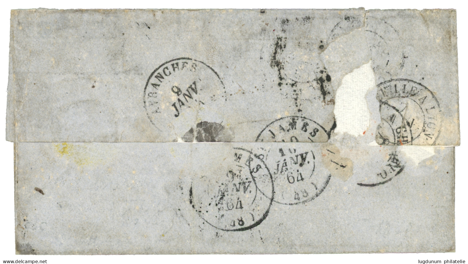 1863 CORR. D' ARMEES INDO-CHINE + Taxe 30 D.T. Sur Lettre Sans Texte Pour La FRANCE. Arrivée Au Verso. RARE. TTB. - Other & Unclassified