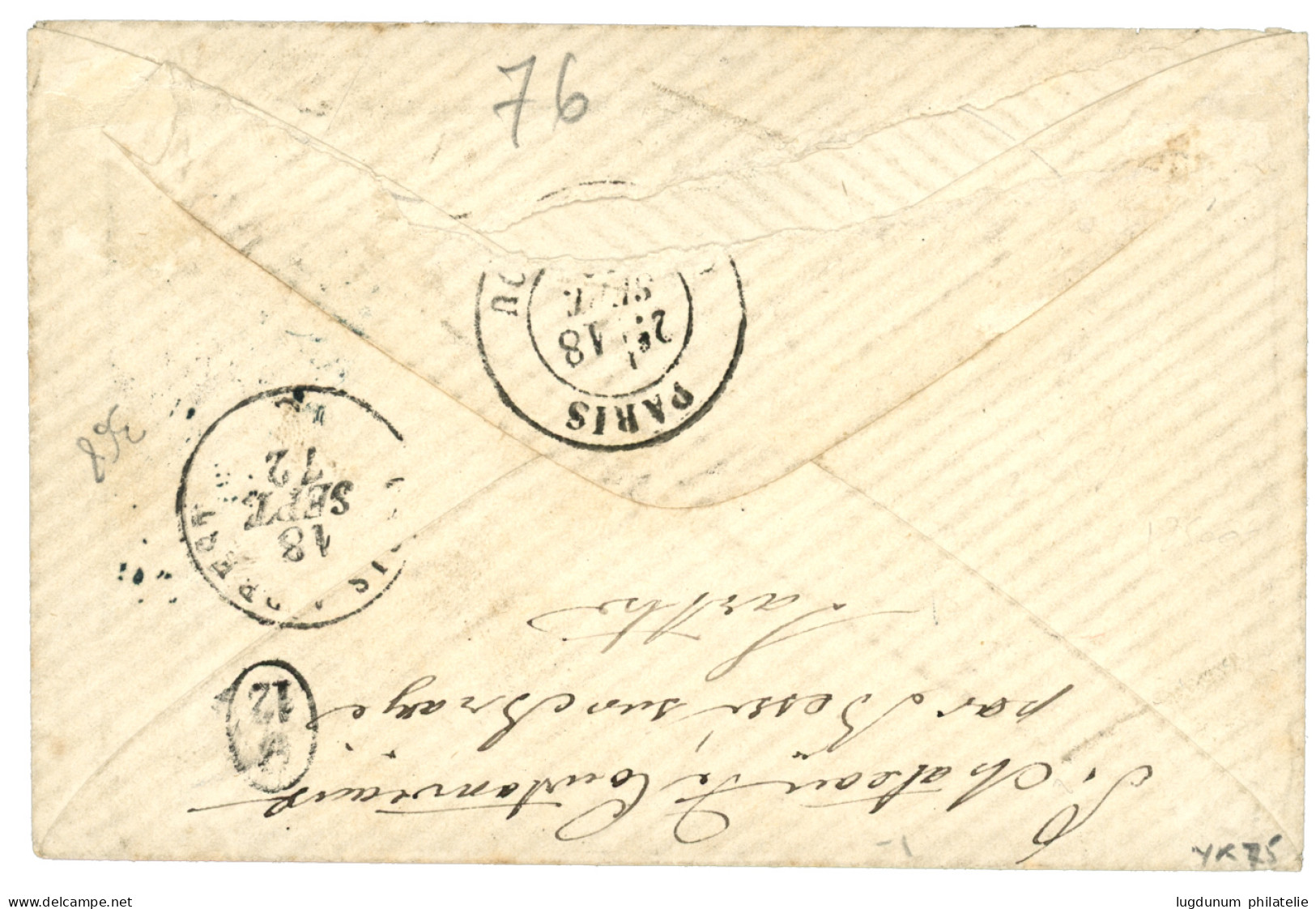 CCN2 - TAY-NINH : 1872 AIGLE 10c + 20c Obl. CCN2 + CORR. D'ARM. TAY NINH Sur Enveloppe Pour PARIS. RARE. TB. - Altri & Non Classificati