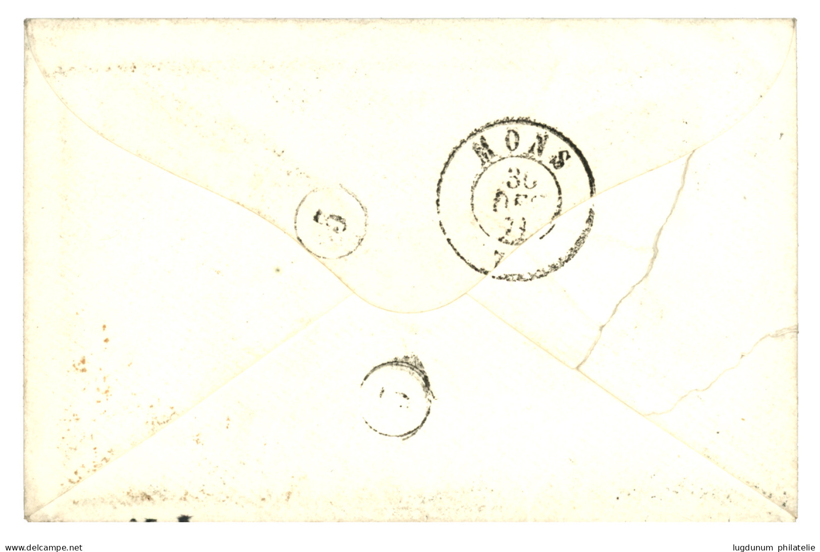 1871 Bande De 5 + 1 Exemplaire Su 20c AIGLE Obl. CCH + CORR. D'ARM. VINH-LONG Sur Enveloppe Pour MONS (BELGIQUE). Le Tar - Autres & Non Classés