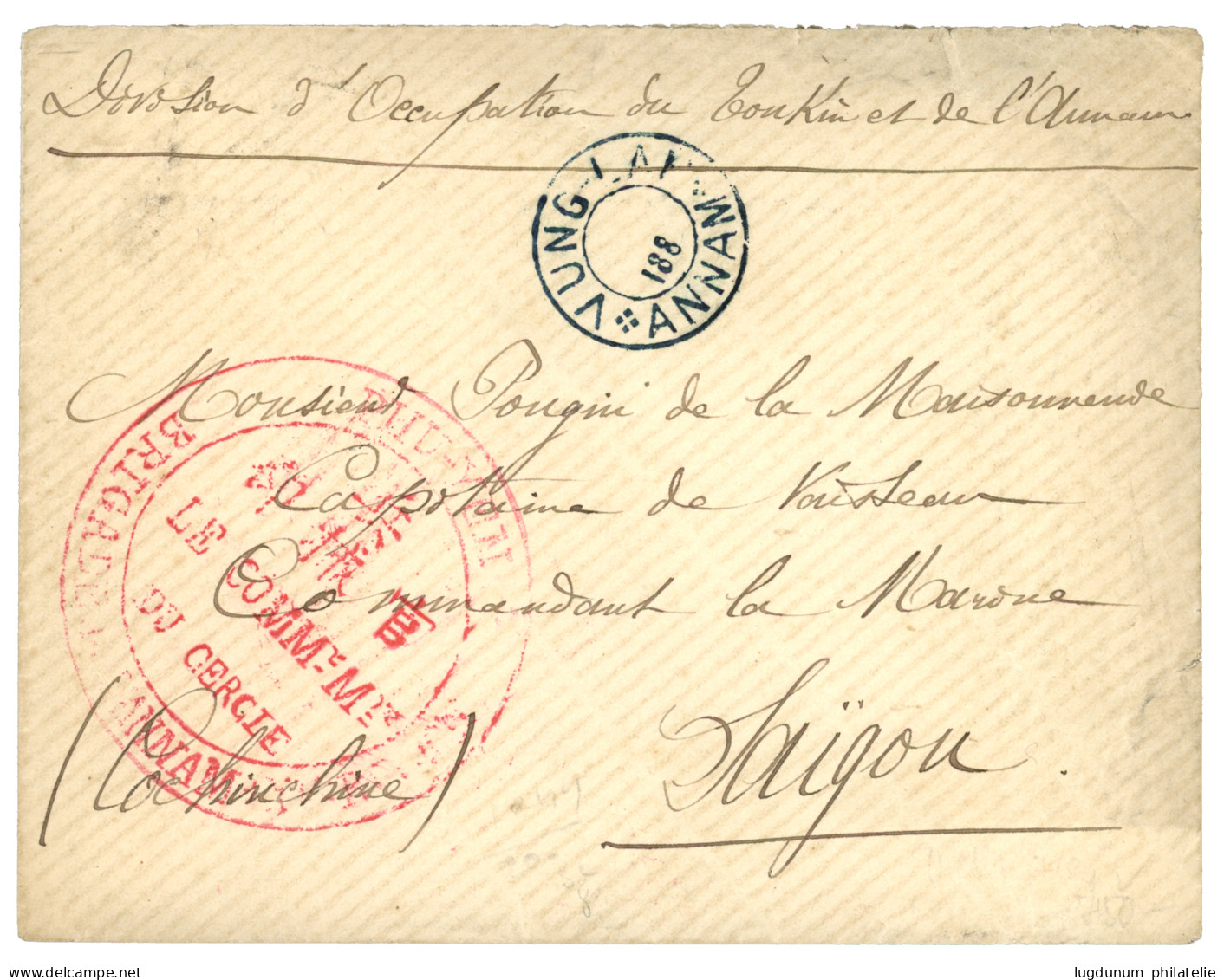 ANNAM : 1887 Rare Cachet Provisoire VUNG-LAM ANNAM (type Spécial)  Sur Lettre Pour La FRANCE. Superbe. - Autres & Non Classés