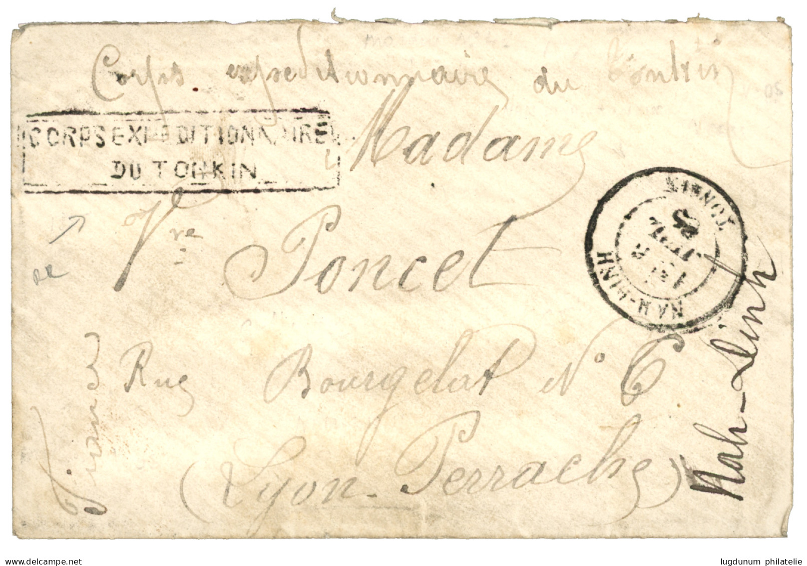 TONKIN : 1885 CORPS EXPEDITIONNAIRE / DU TONKIN (type 2) + NAM-BINH TONKIN Sur Lettre Pour La FRANCE. RARE. TB. - Sonstige & Ohne Zuordnung