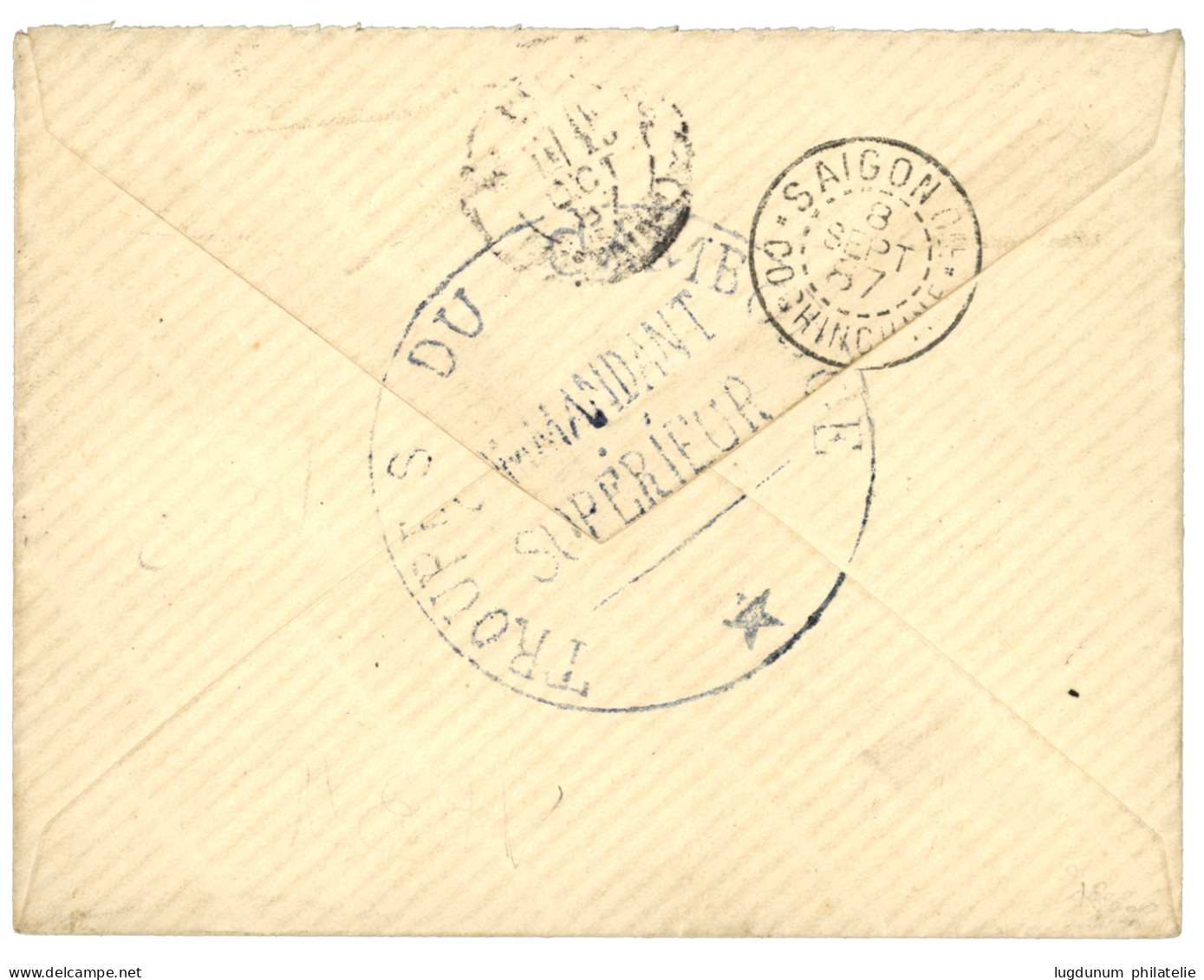 CAMBODGE - 1er CORPS EXPEDITIONNAIRE : 1887 Rare Cachet CORR. D'ARM. PNUM-PENH Sur Enveloppe Pour PARIS. Quelques Lettre - Otros & Sin Clasificación