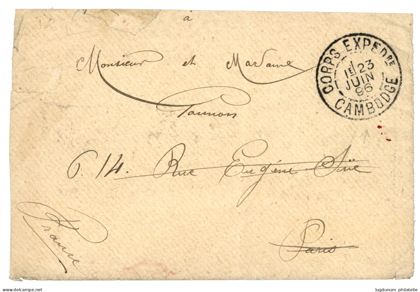 CAMBODGE : 1896 CORPS EXPEDre CAMBODGE Sur Enveloppe(pd) Pour La FRANCE. TB. - Autres & Non Classés