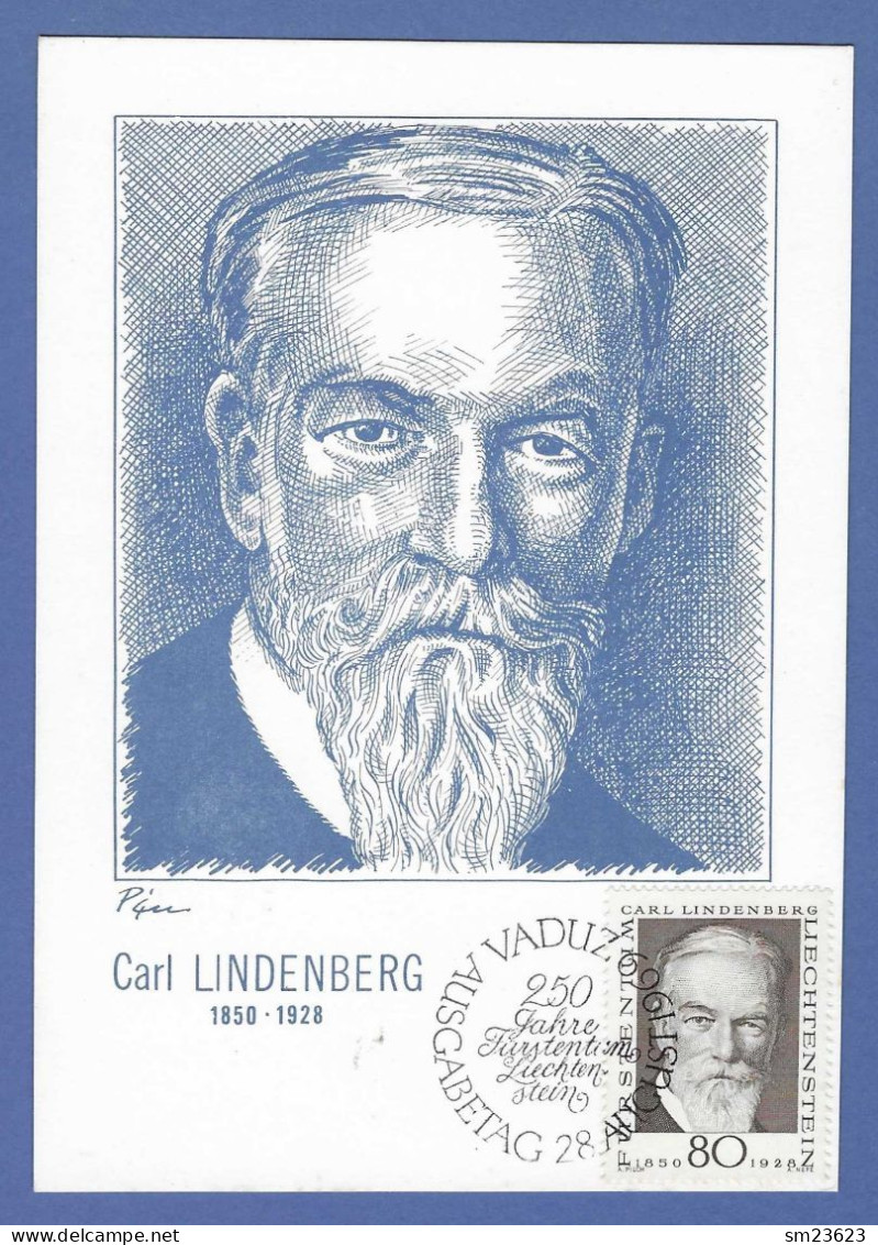 Liechtenstein  1969  Mi.Nr. 512 , Carl Lindenberg - Maximum Card - Ausgabe Vaduz 28 August 1969 - Cartas Máxima
