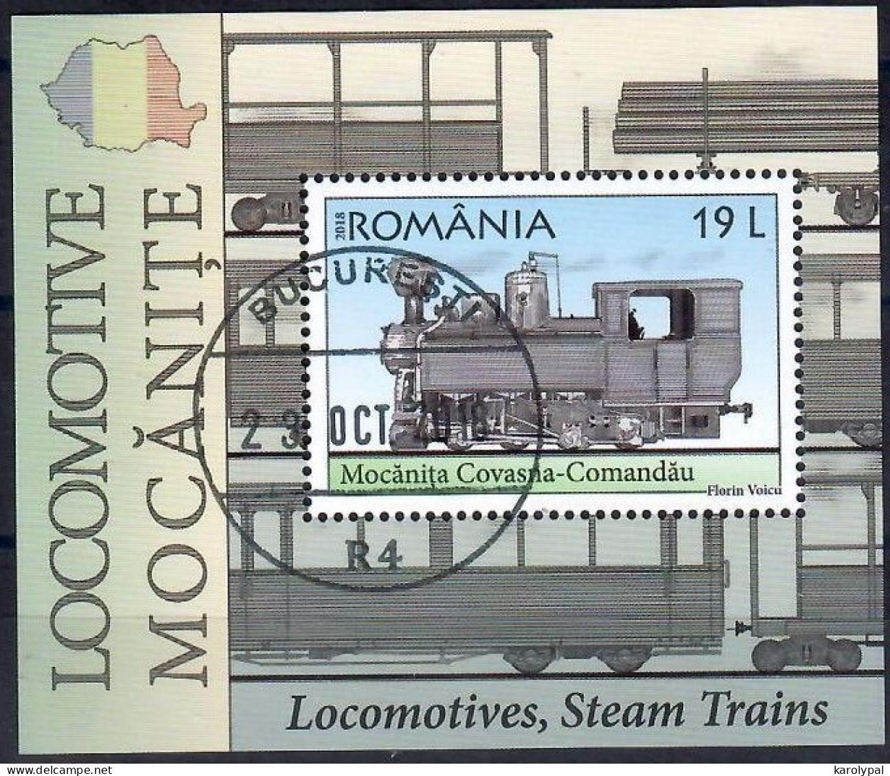 Romania, 2018 CTO, Mi.bl.  Nr. 763,     Covasna-Comandău Mocăniță Steam Train SS - Used Stamps