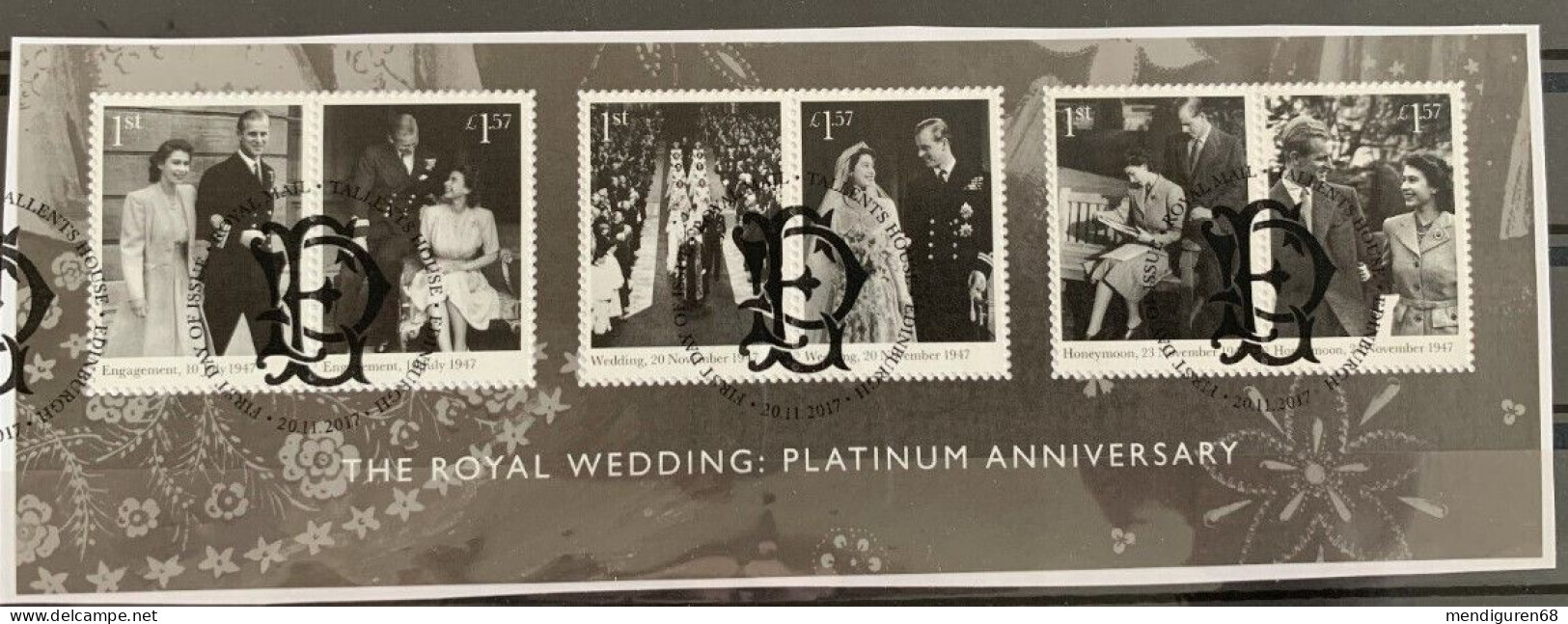 GROSSBRITANNIEN GRANDE BRETAGNE GB 2017 ROYAL WEDDING:PLATINUM ANNIVERSARY SG MS4032 MI B111-4135-40 YT F4537-42 SN 3678 - Oblitérés