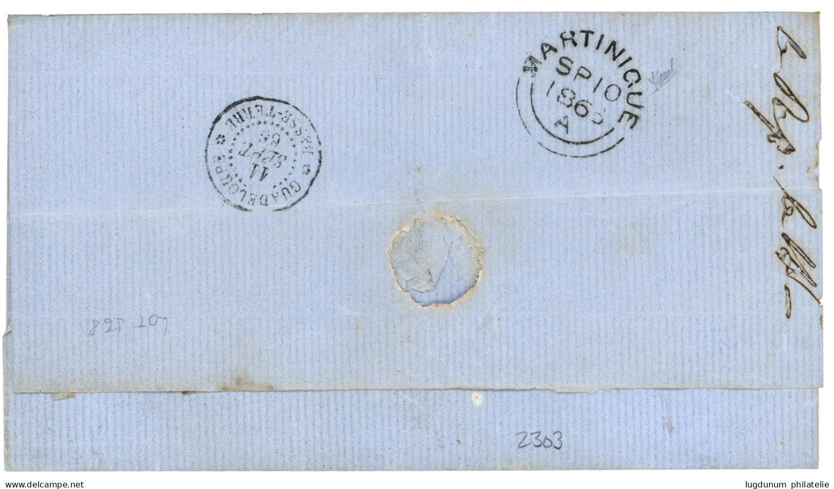 MARTINIQUE - British PACKET AGENT  : 1866 AIGLE 20c + 40c + Taxe Anglaise 4 Sur Lettre Pour LA GUADELOUPE. Verso, Superb - Otros & Sin Clasificación