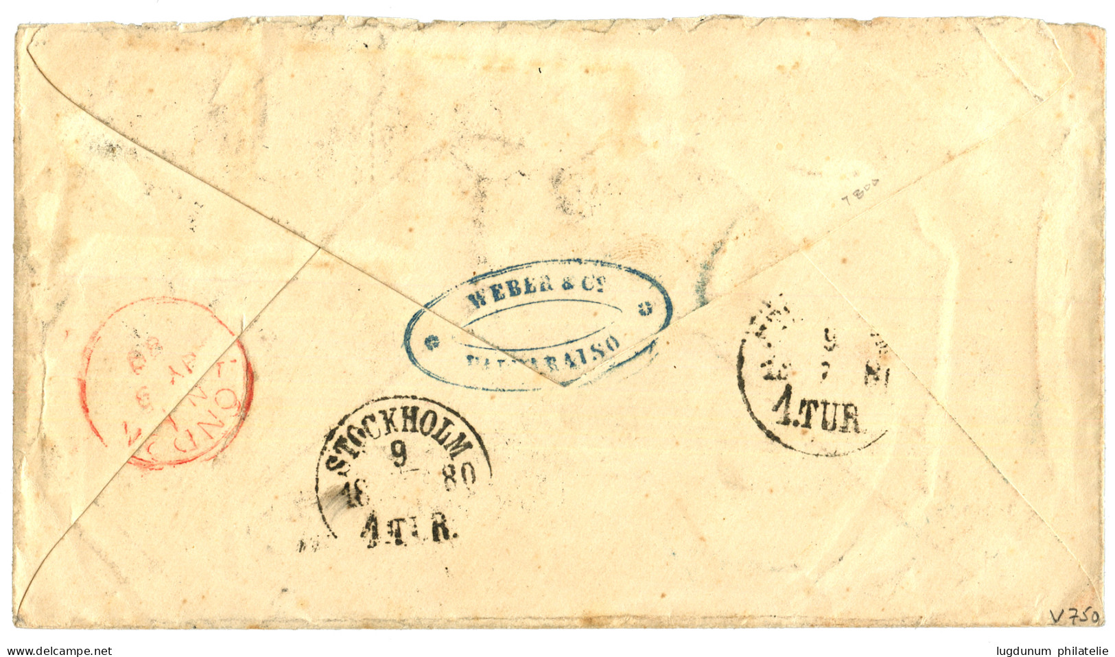 CHILE - VALPARAISO To SWEDEN : 1880 GB 1 1/2d (x2) + Pair 1 SHILLING Canc. C30 + VALPARAISO On Envelope To STOCKHOLM (SW - Chile