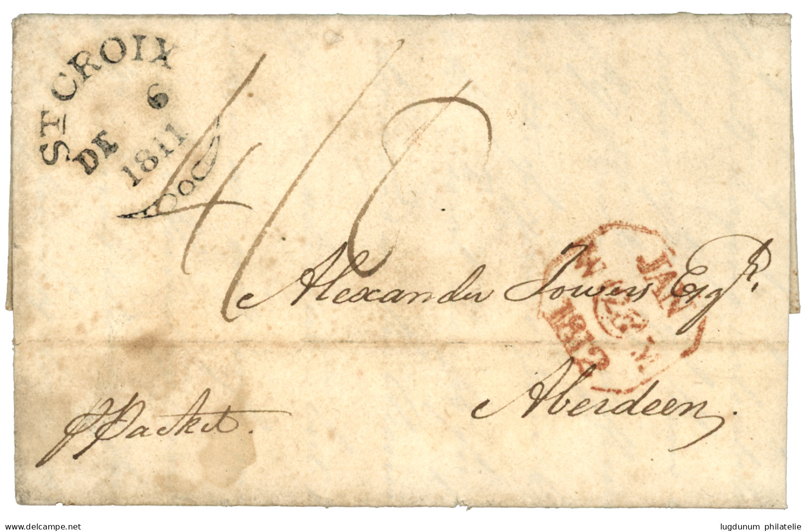 DANISH WEST INDIES : 1811 ST CROIX Fleuron On Entire Letter To SCOTLAND. RARE. Superb Quality. - Dänische Antillen (Westindien)