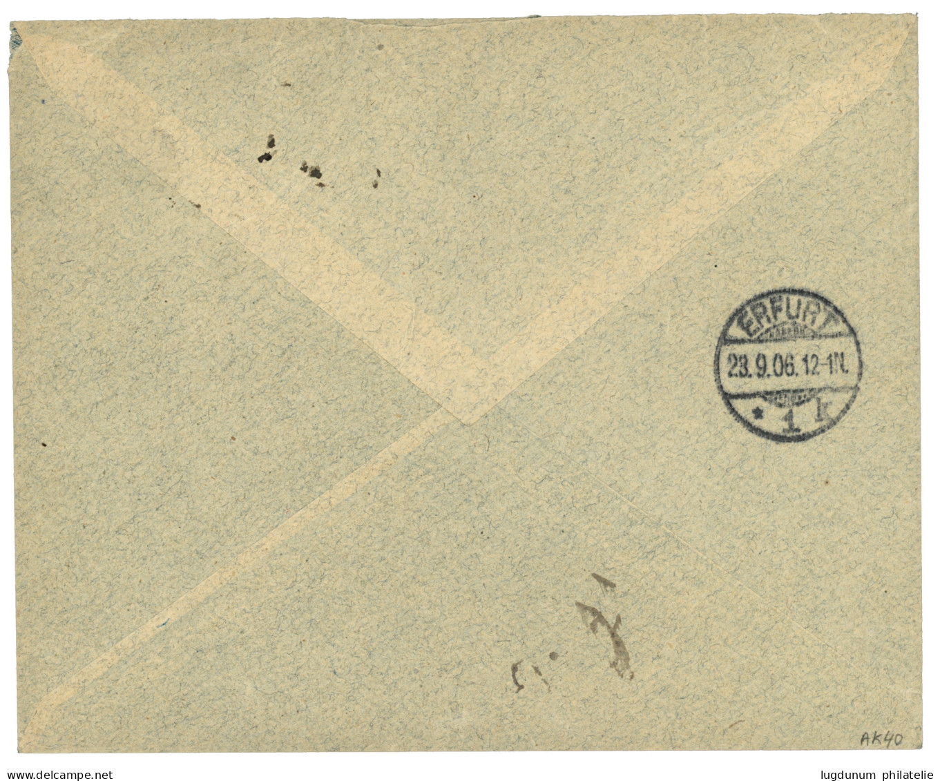 PALESTINE German P.O. : 1906 25P On 5 MARK (michel 47a) Canc. JAFFA + Boxed AUS RAMLCH PALÄSTINA On REGISTERED Envelope  - Turkse Rijk (kantoren)