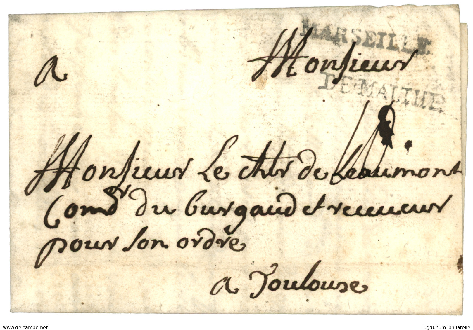 MALTA : 1760 MARSEILLE + DE MALTHE On Entire Letter Datelined "GOZO 15 Juillet 1760"   To TOULOUSE (FRANCE). Superb Text - Malte (...-1964)