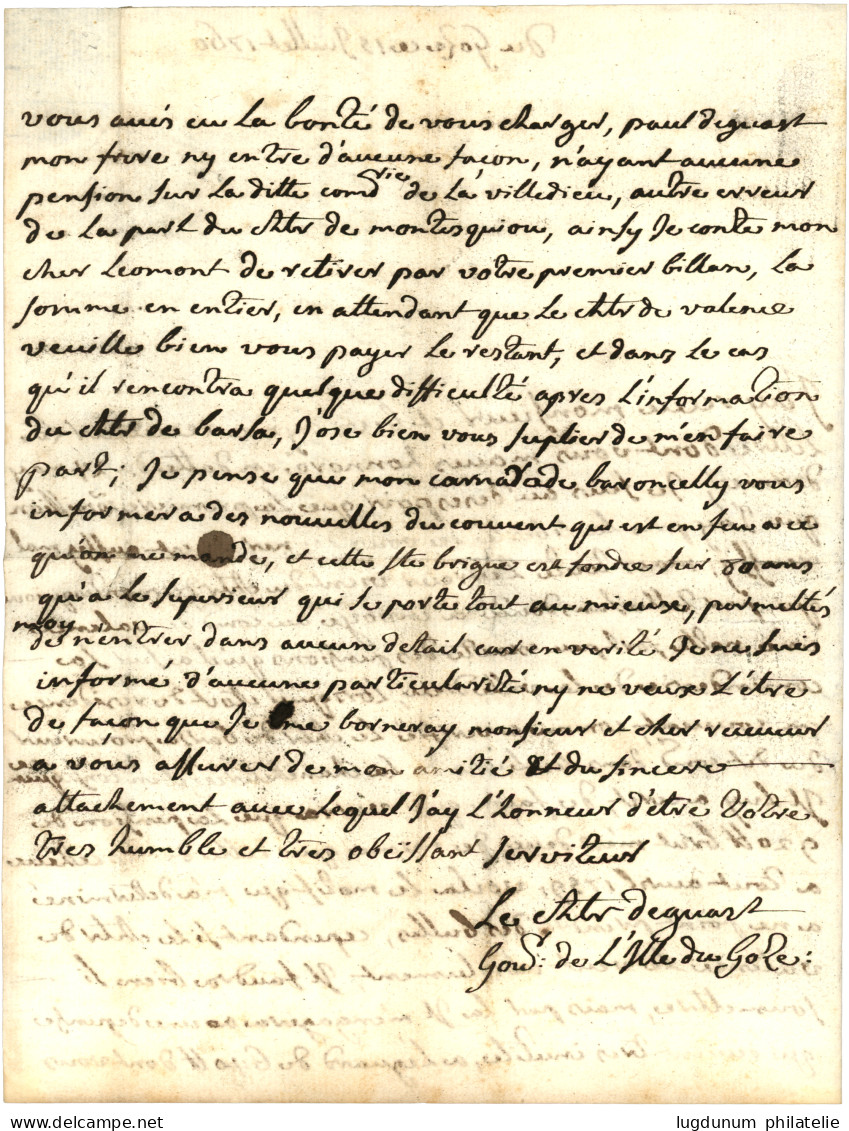 MALTA : 1760 MARSEILLE + DE MALTHE On Entire Letter Datelined "GOZO 15 Juillet 1760"   To TOULOUSE (FRANCE). Superb Text - Malta (...-1964)