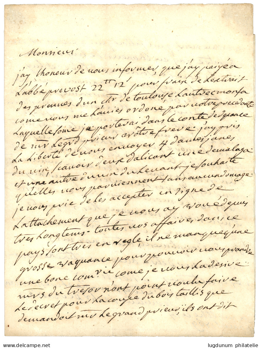 MALTA : 1769 MARSEILLE / DE MALTHE On Entire Letter From CHEVALIER DE BARSA Datelined "MALTHE 14 Avril 1769" To TOULOUSE - Malta (...-1964)