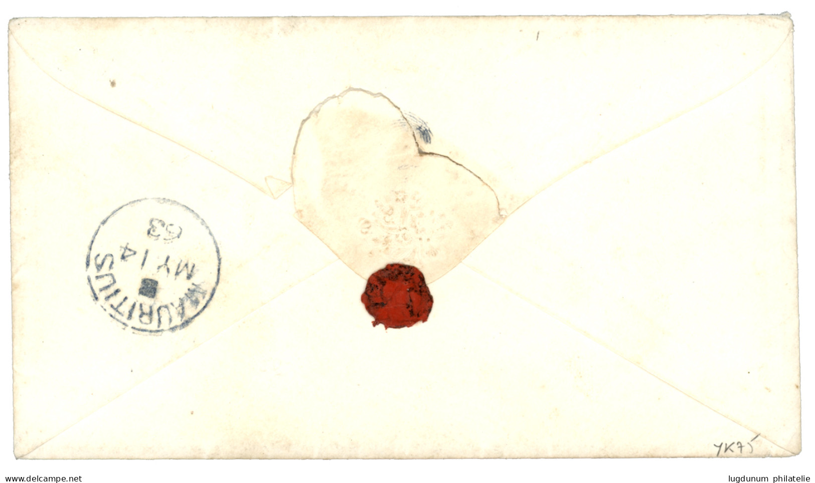 MAURITIUS - MADAGASCAR : 1853 SHIP LETTER In Red + MAURITIUS (verso) On Envelope With Full Text Datelined ANTANANARIVO ( - Maurice (...-1967)