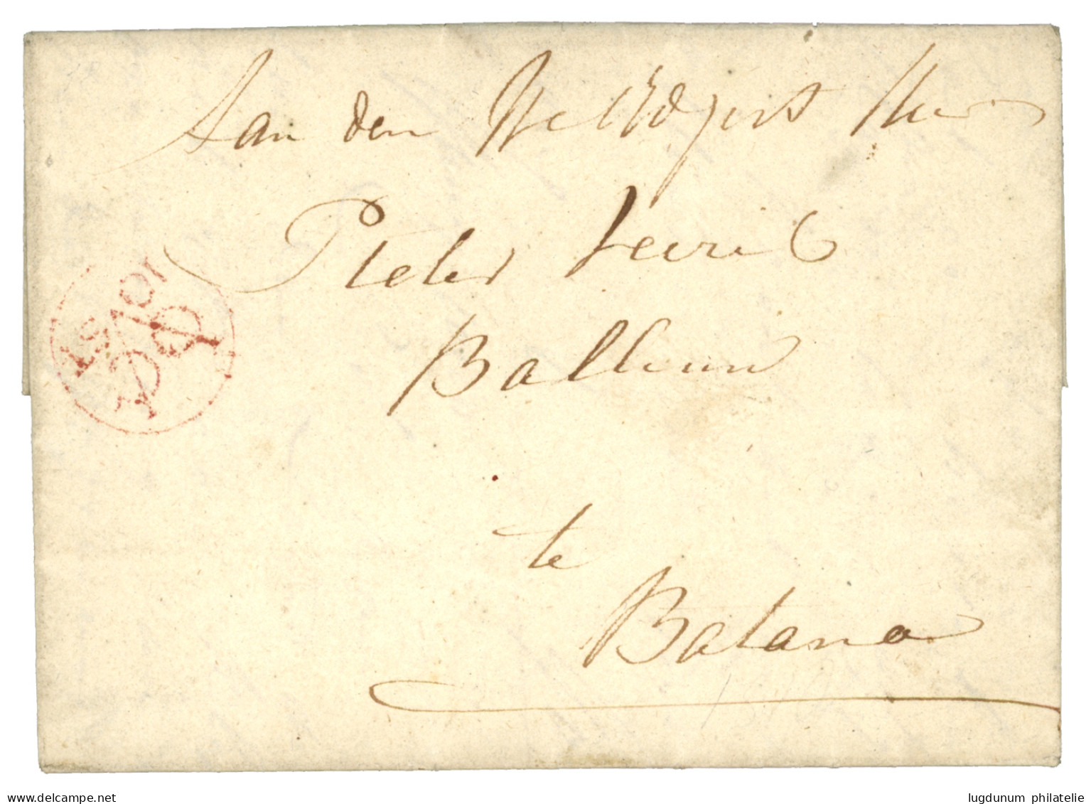 NETHERLAND INDIES - French Occupation : 1810 V.O.C 10 ST In Red On Entire Letter From SAMARANG To BATAVIA. NVVP Certific - Indes Néerlandaises