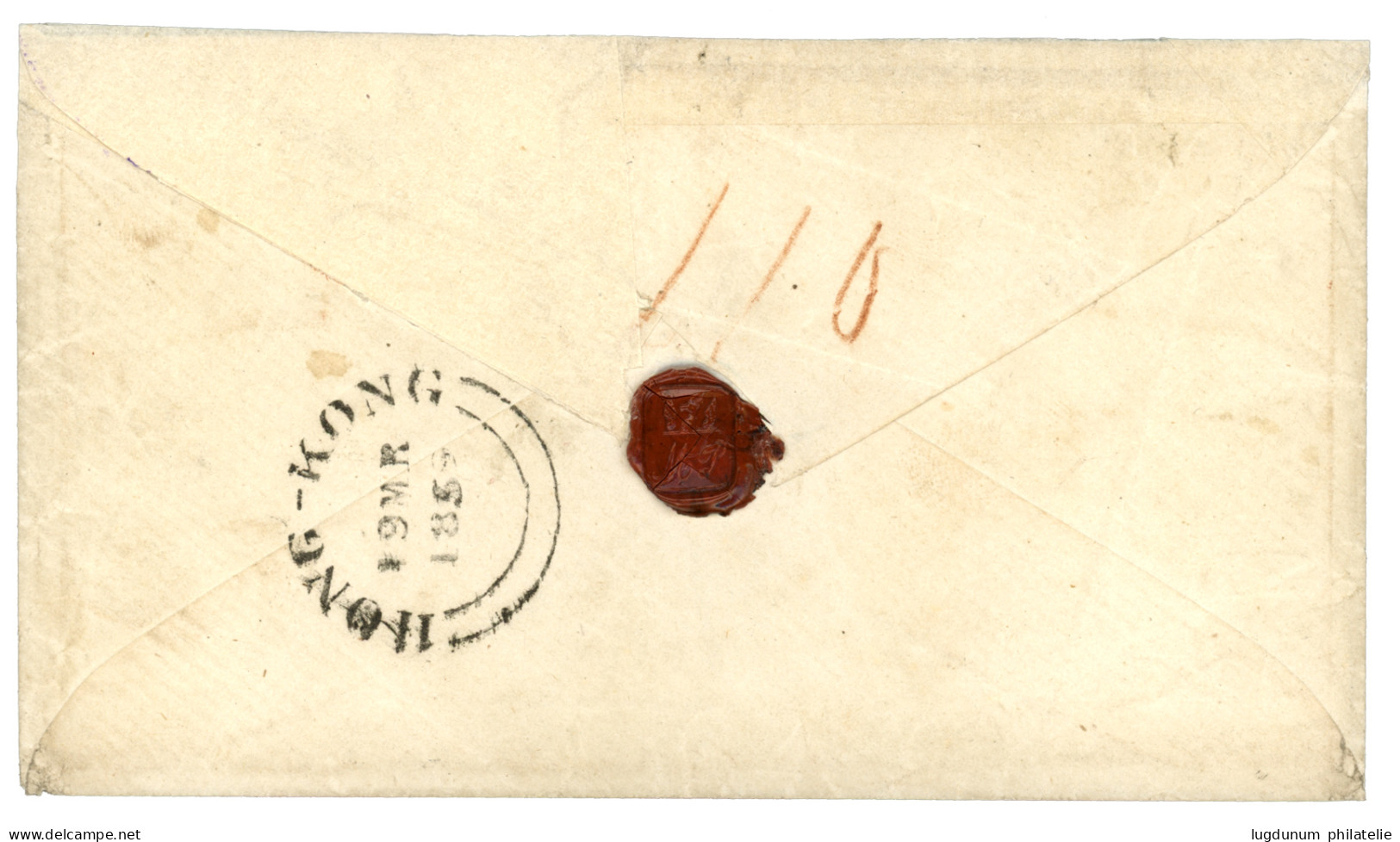 "BATAVIA To SHANGHAI (CHINA)" : 1859 BATAVIA/ FRANCO + Boxed INDIA PAID + "8" Red Tax Marking On Envelope To SHANGHAE (C - Niederländisch-Indien