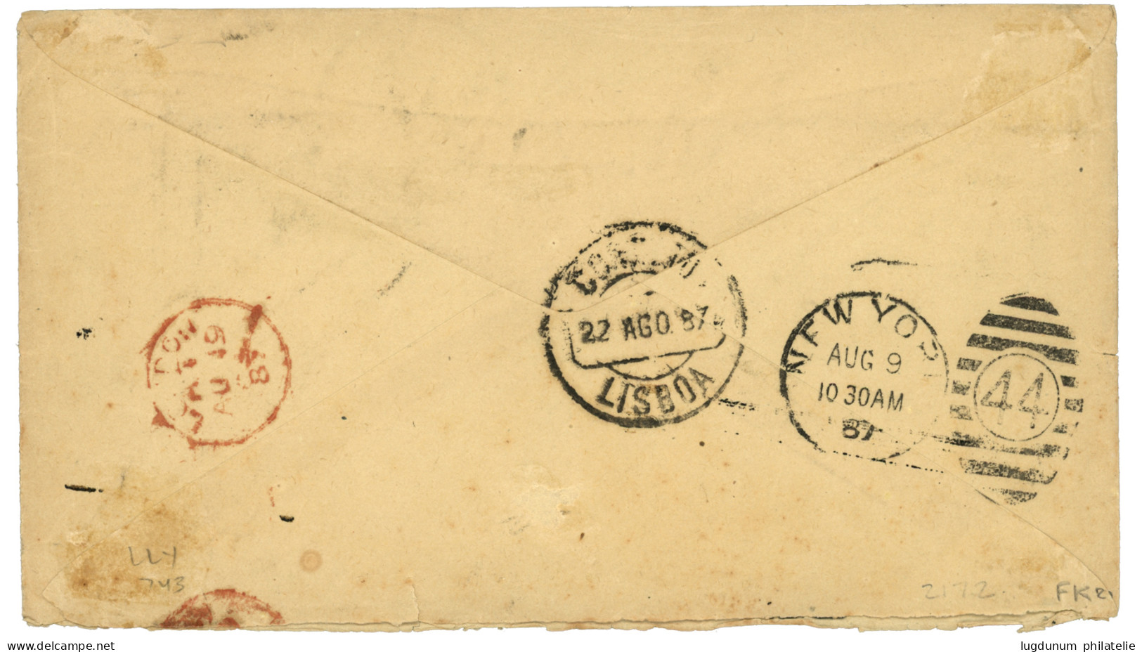 PORTUGUESE COLONIES - ANGOLA : 1887 USA 5c On Envelope With Full Text From PILOT POINT To SAN PAUL DE LOANDA AFRICA. Vf. - Angola
