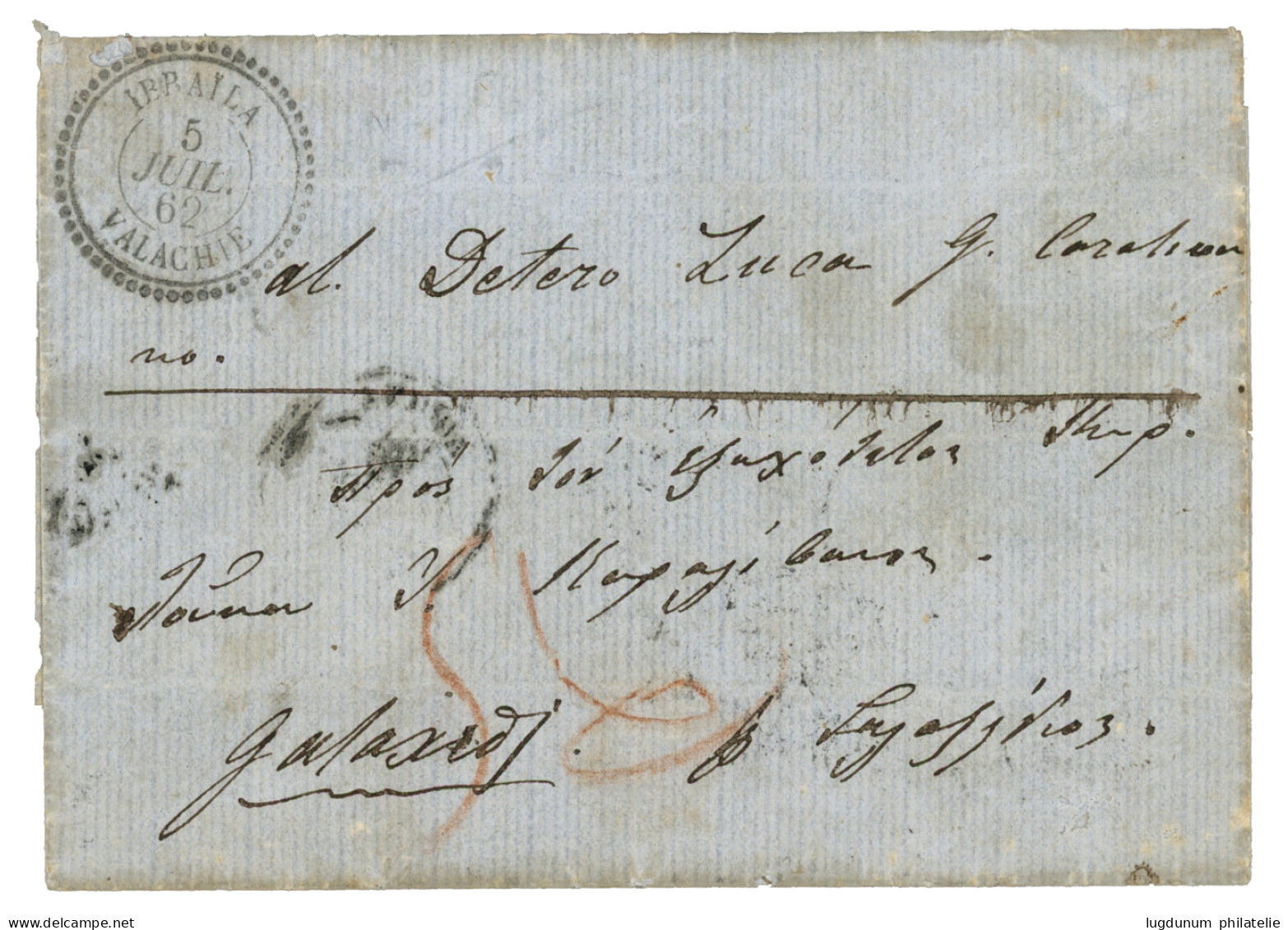 ROMANIA - IBRAILA : 1862 IBRAILA VALACHIE + Tax Marking On Entire Letter Via CONTANTINOPLE To GREECE. Scarce. Superb. - Other & Unclassified