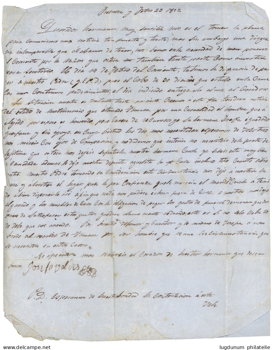 PAID AT TENERIFFE : 1857 SPAIN Pair 2R + INPIESTO OVIEDO + PAID AT TENERIFFE On Entire Letter To MONTEVIDEO (URUGUAY). R - Altri & Non Classificati