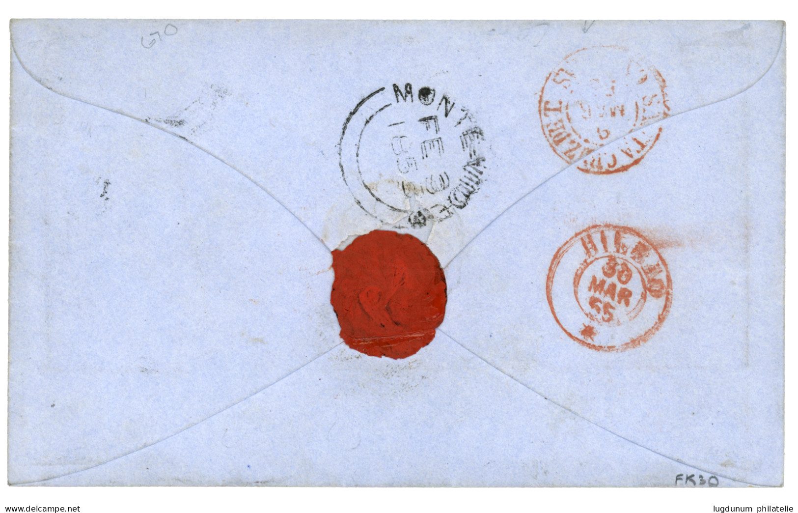 URUGUAY : 1855 Crown Circle PAID AT MONTEVIDEO + 4R Tax Marking On Envelope To BILBAO (SPAIN). Vvf. - Uruguay