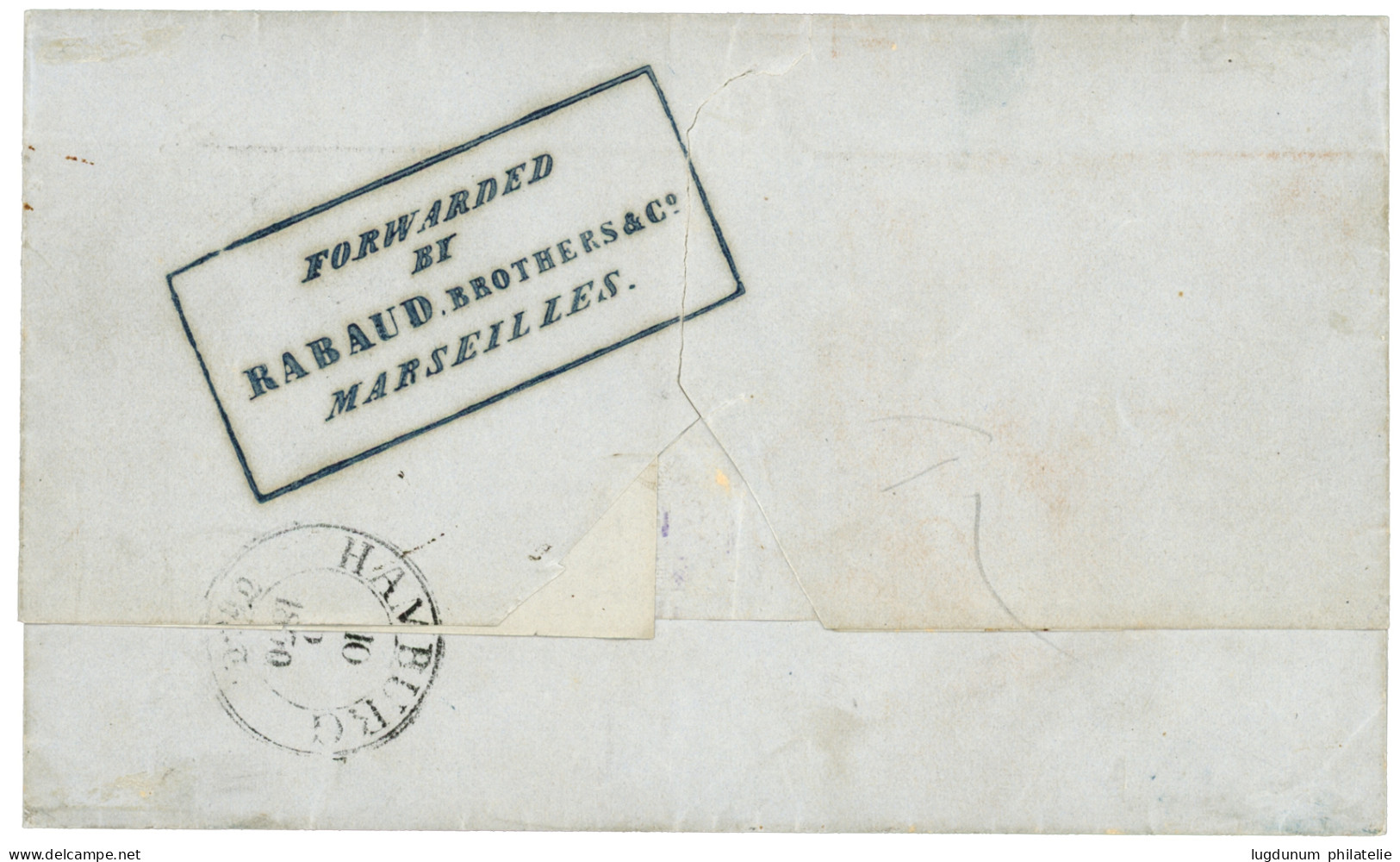 ZANZIBAR - PRECURSOR : 1850 MARSEILLE Cachet + Arabic Forwarding Endorsment In Manuscript + Boxed FORWARDED BY RABAUD BR - Zanzibar (...-1963)