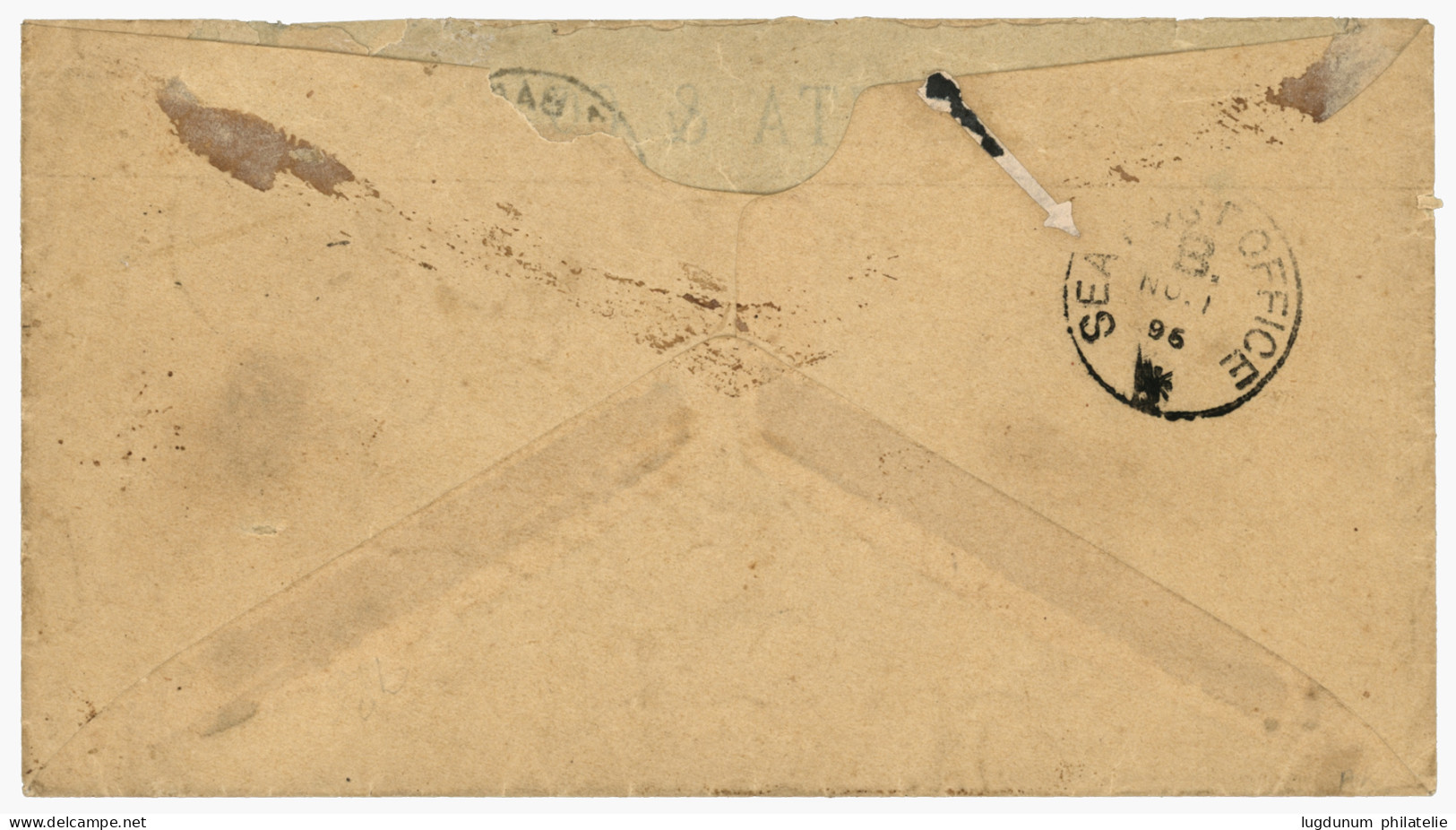 ZANZIBAR - BRITISH P.O. : 1896 INDIA Overprint ZANZIBAR 1a + 1a 6p Canc. ZANZIBAR On Commercial Envelope To BOMBAY. Ex.  - Zanzibar (...-1963)