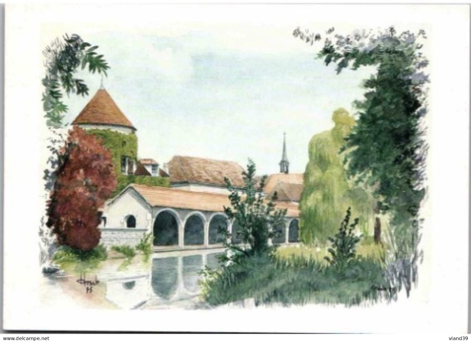 CHABLIS. -  Lavoir De La Ville ; Tour Du XVe; église St Martin.  -  Aquarelle De Roger Hirsch - Chablis