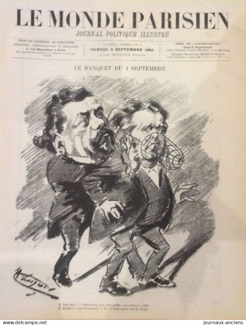 1882 LE MONDE PARISIEN - MONT SOUS VAUDREY ( 39 ) - ROULETTE  Mr GREVY - BANQUET DU 4 SEPTEMBRE FLOQUET - Ohne Zuordnung