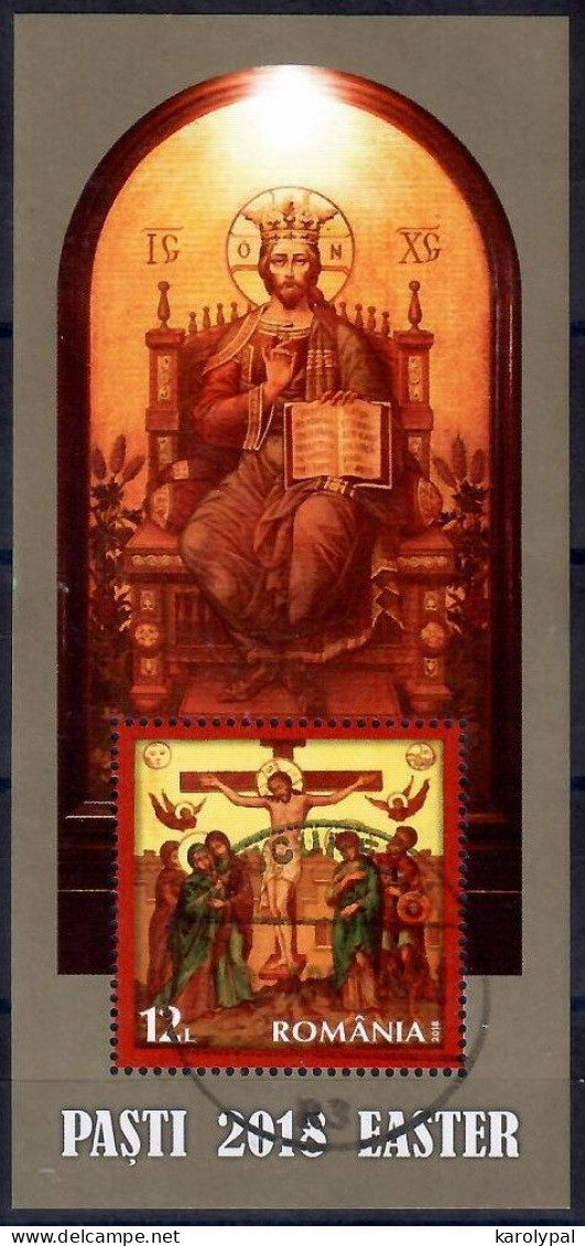 Romania, 2018 CTO, Mi.bl.  Nr. 725,     Easter, The Crucifixion Of Jesus - Usado