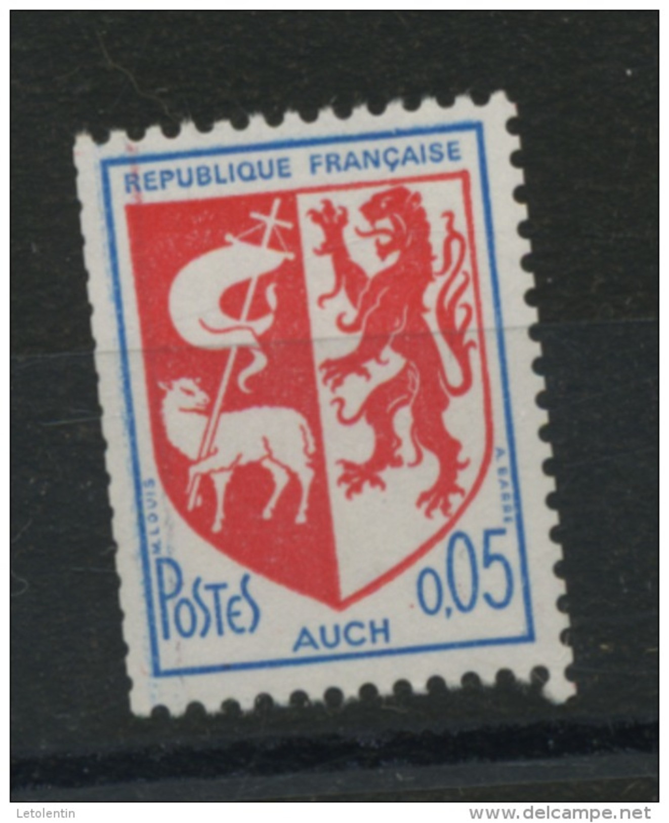 FRANCE -  0,05 AUCH  N° ROUGE AU DOS-  N° Yvert 1468b** - 1941-66 Escudos Y Blasones