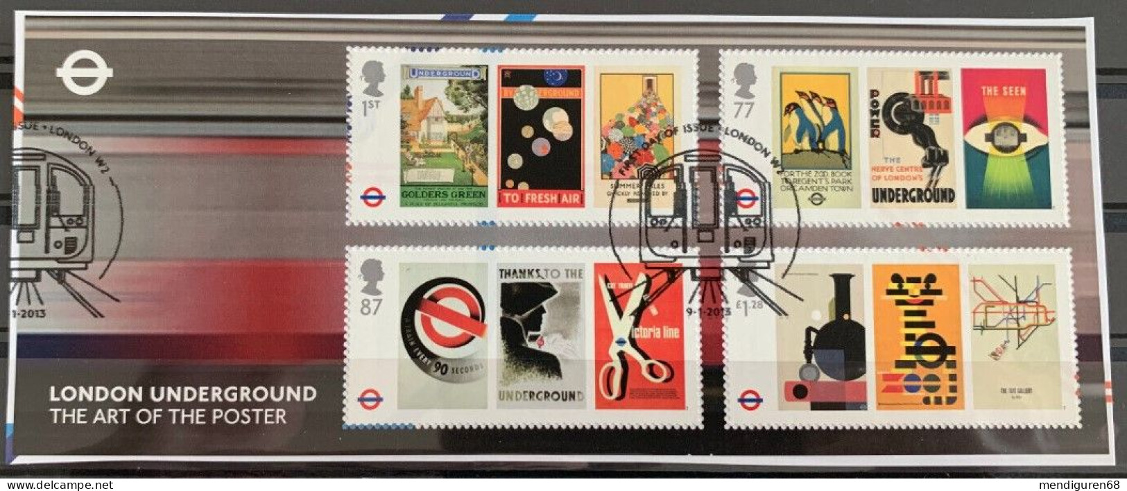 GROSSBRITANNIEN GRANDE BRETAGNE GB 2013 M/S LONDON UNDERGROUND POSTERS USED PAPER SG MS3429 MI B80-3402-5 YT BF99-3796-9 - Used Stamps