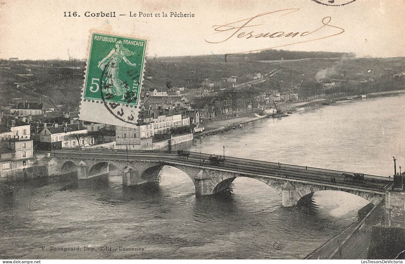 FRANCE - Corbeil - Vue Sur Le Pont - Et La Pêcherie - Vue Générale - Sur Une Partie De La Ville - Carte Postale Ancienne - Corbeil Essonnes
