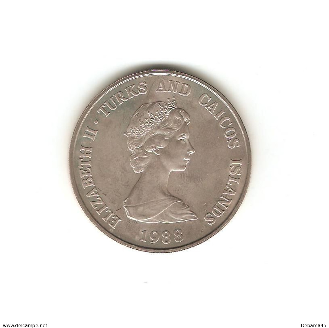 628/ TURKS ET CAICOS : Elizabeth II : 1 Crown 1988 (copper-nickel - 28,13 Grammes) 25ème Anniversaire Du WWF - Turks & Caicos (Inseln)