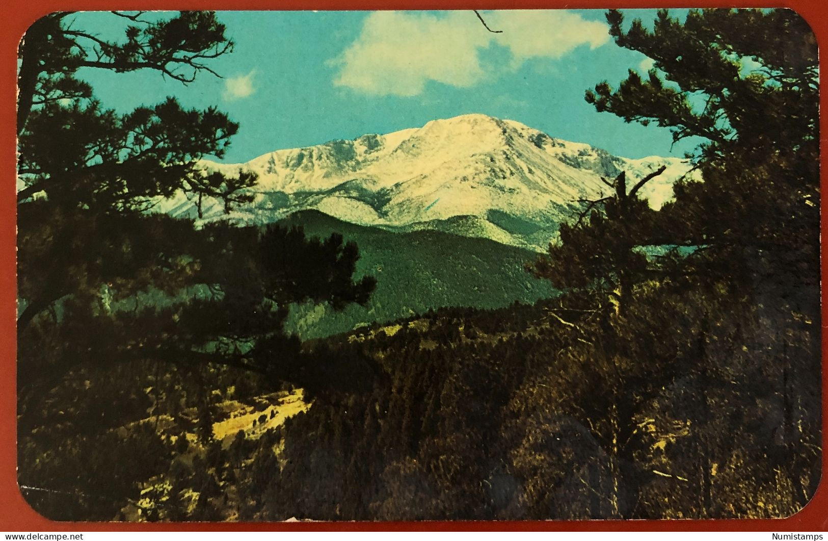 Pikes Peak, Alt. 14,110 Ft., From Range Road, Pikes Peak Region, Colorado (USA) 1965 (c564) - Rocky Mountains
