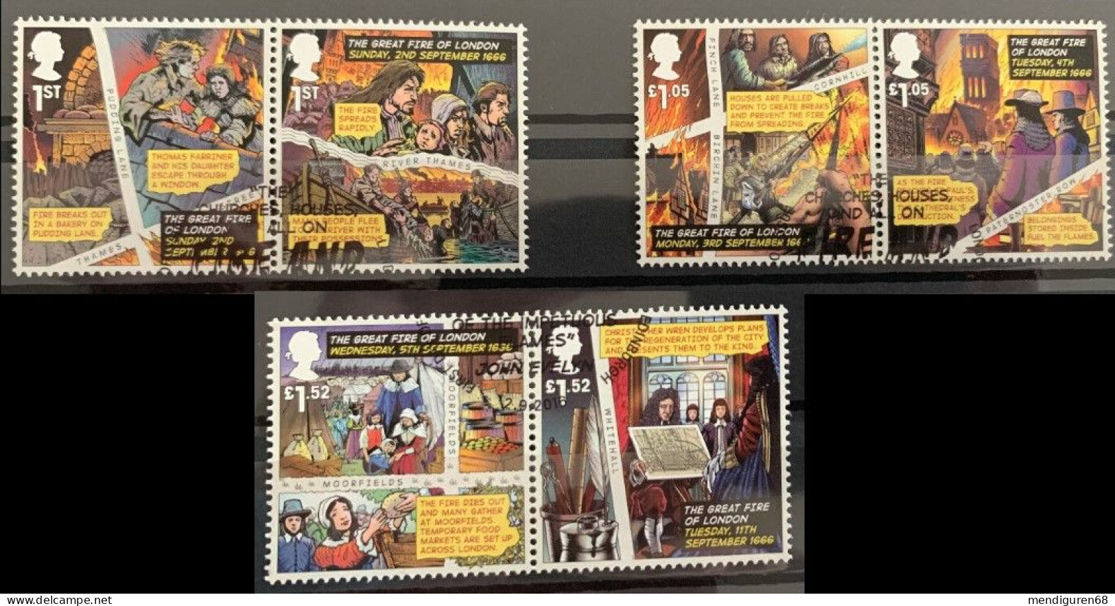 GROSSBRITANNIEN GRANDE BRETAGNE GB 2016 THE GREAT FIRE OF LONDON SET 6V USED  SG 3879-84 MI 3937-42 YT 4349-54 SN 3540-5 - Used Stamps