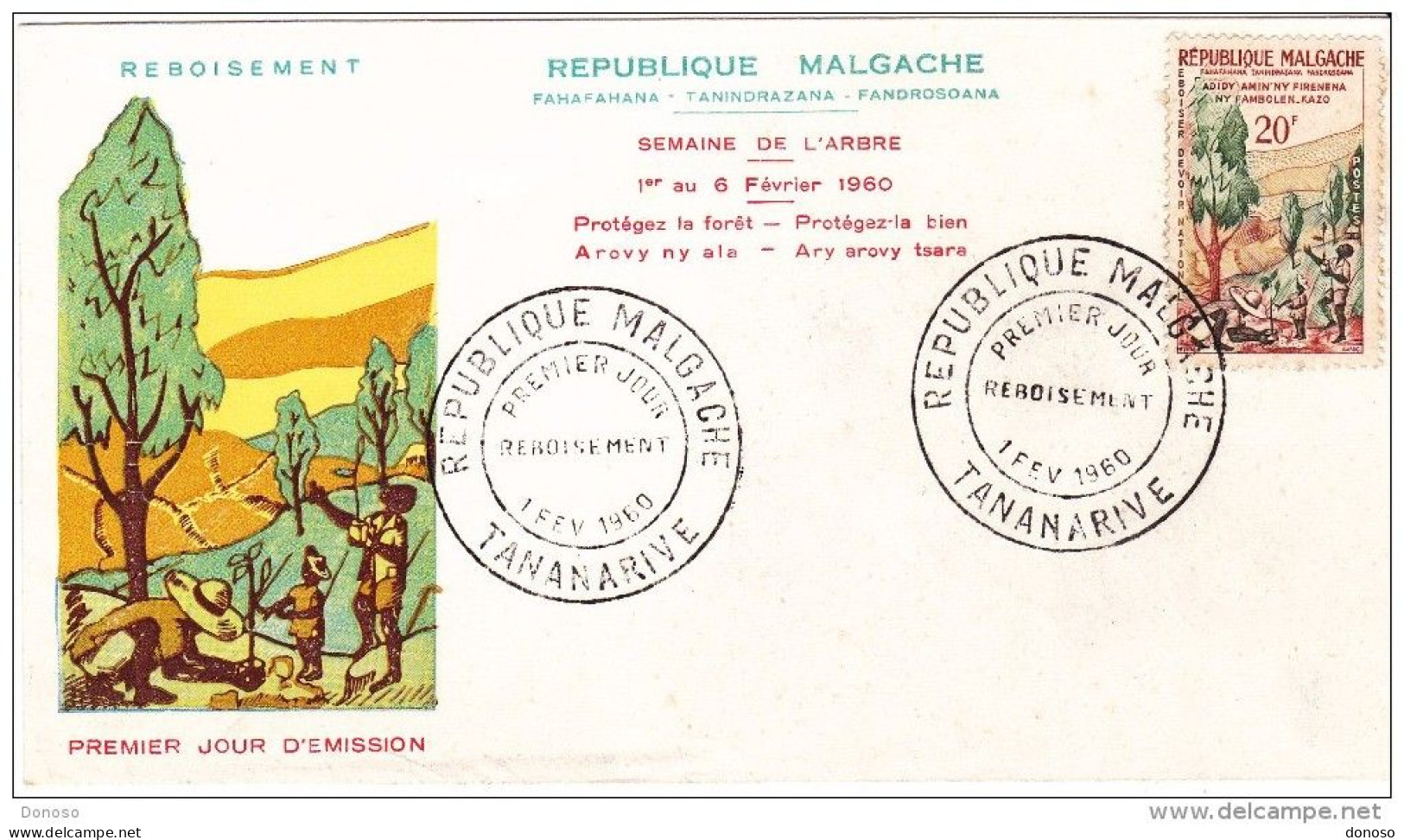 MADAGASCAR 1960 1 FEVRIER  FDC  YVERT 351, Michel 461 SEMAINE DE L'ARBRE - Madagascar (1960-...)