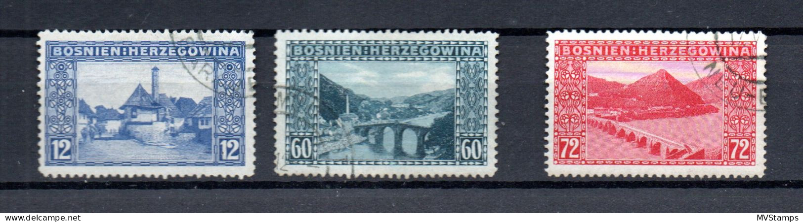 Bosnia Herzegowina (Austria) 1912 Set Definitive Stamps (Michel 61/63) Used - Bosnie-Herzegovine