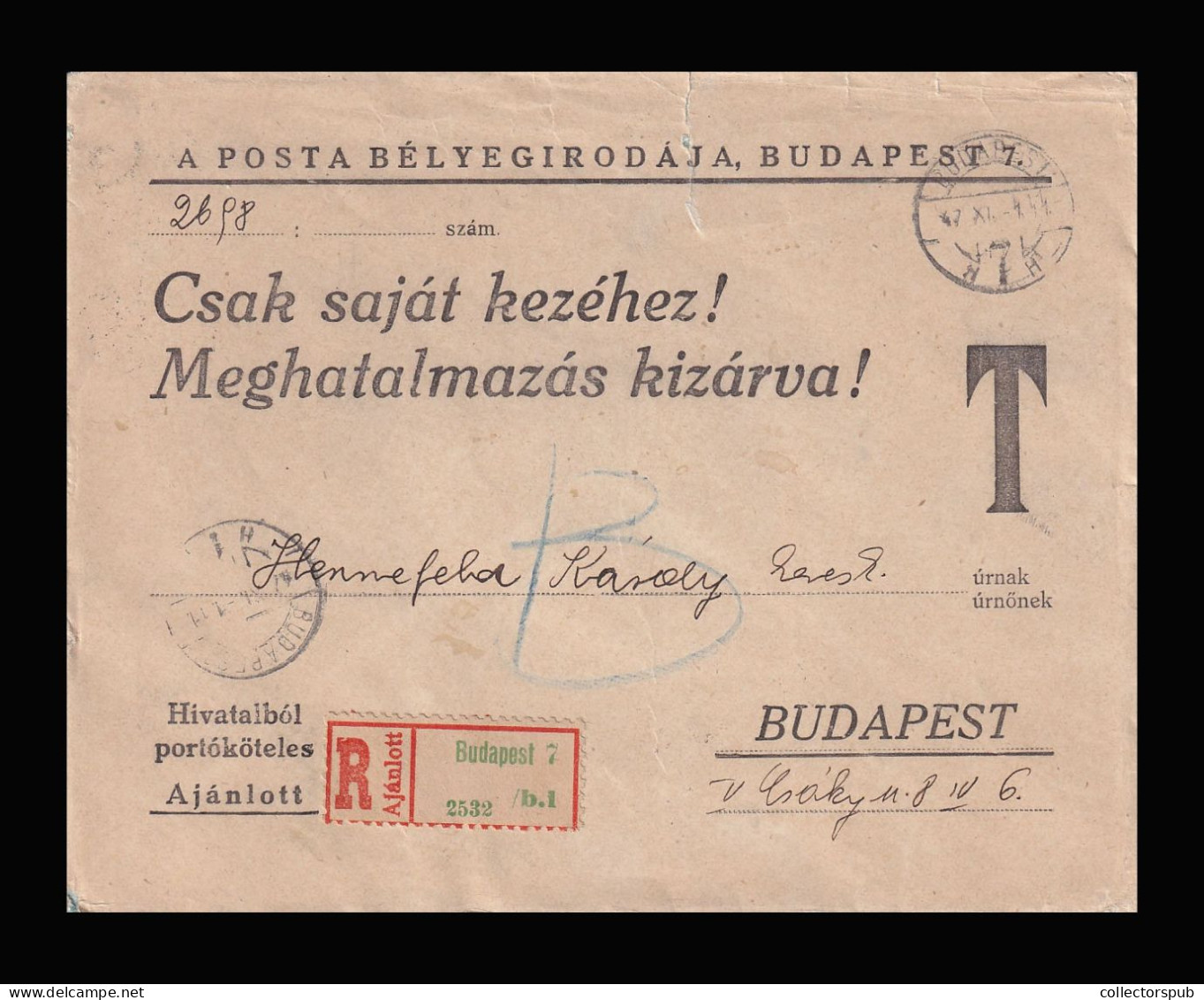 BUDAPEST 1947. Nice Registered Cover With Postage Due Stamps - Lettres & Documents