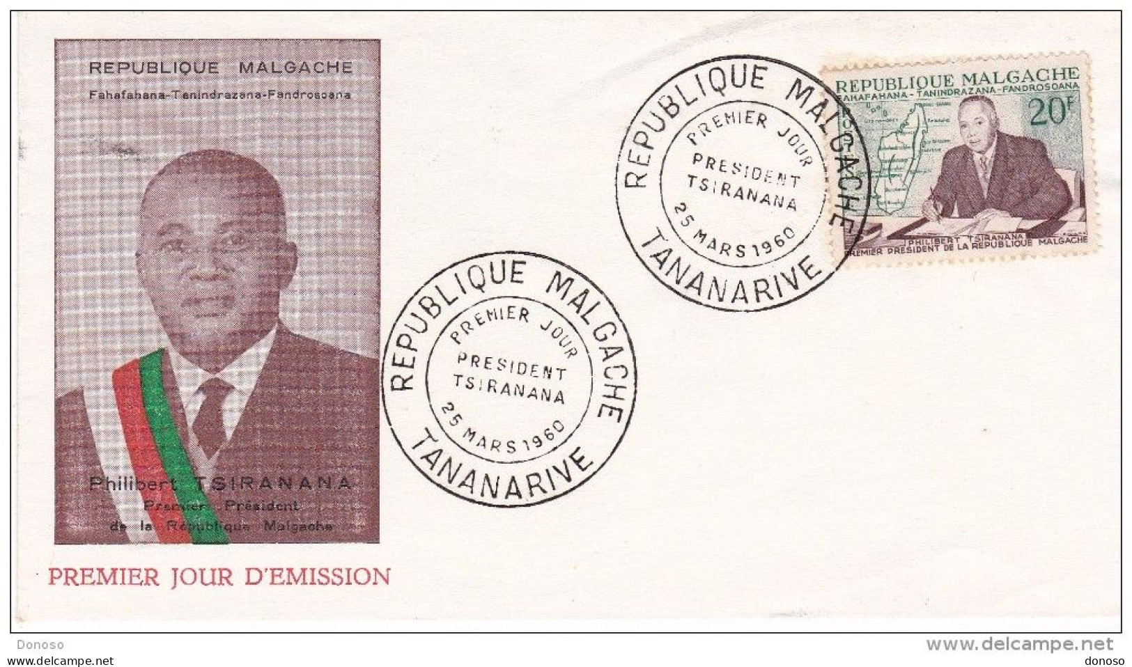 MADAGASCAR 1960 25 MARS  FDC  YVERT 353, Michel 464 TSIRANANA - Madagaskar (1960-...)