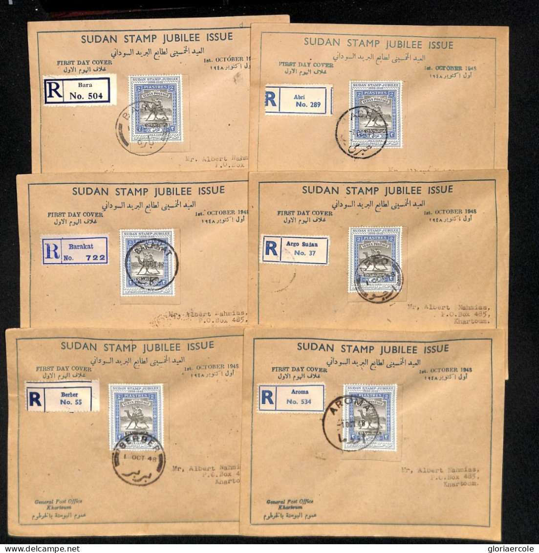 40025 - British SUDAN - POSTAL HISTORY - SG 122 Set Of 84 Different REGISTERED COVERS - Very Nice!! - Sudan (...-1951)