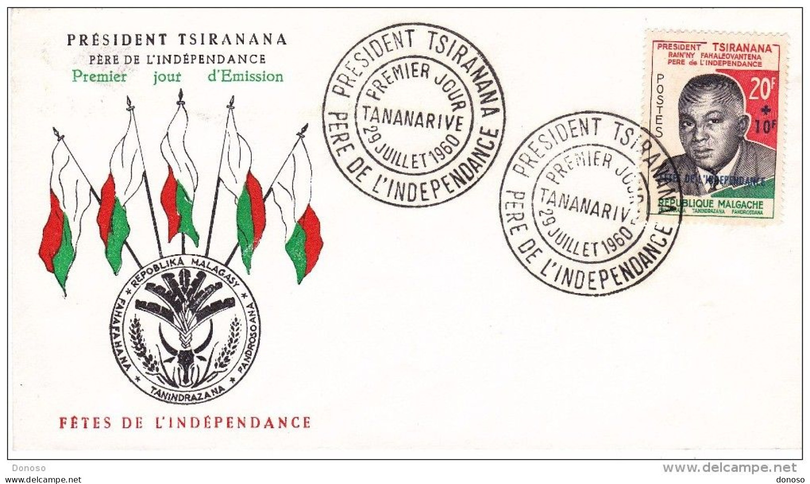 MADAGASCAR 1960 FDC YVERT 355, Michel 465 TSIRANANA - Madagascar (1960-...)