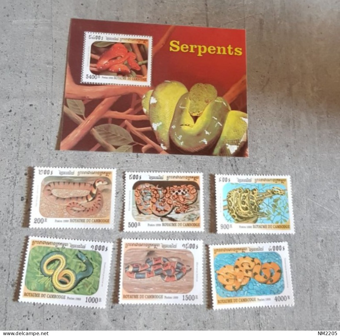 CAMBODIA SNAKES-SERPENTS SET &BLOCK MNH - Cambodge