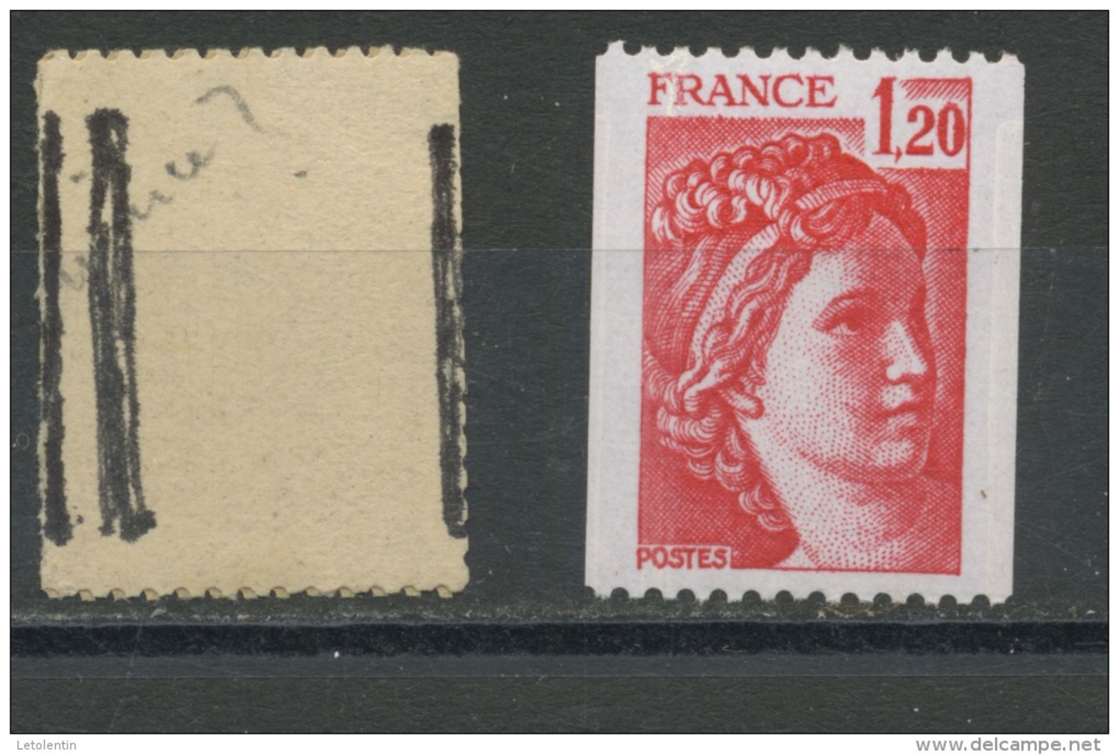 FRANCE -  1F20 Rouge SABINE "3 PHO" -  N° Yvert 1981B** - 1977-1981 Sabine (Gandon)