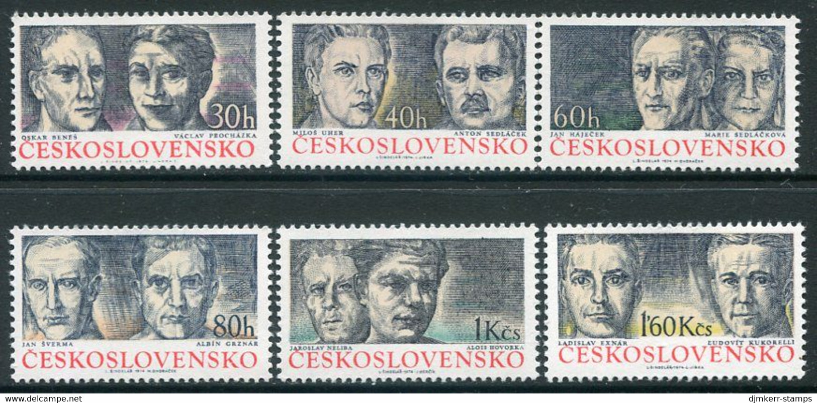 CZECHOSLOVAKIA 1974 Partisan Leaders And Fighters MNH / **  Michel 2185-88 - Nuevos